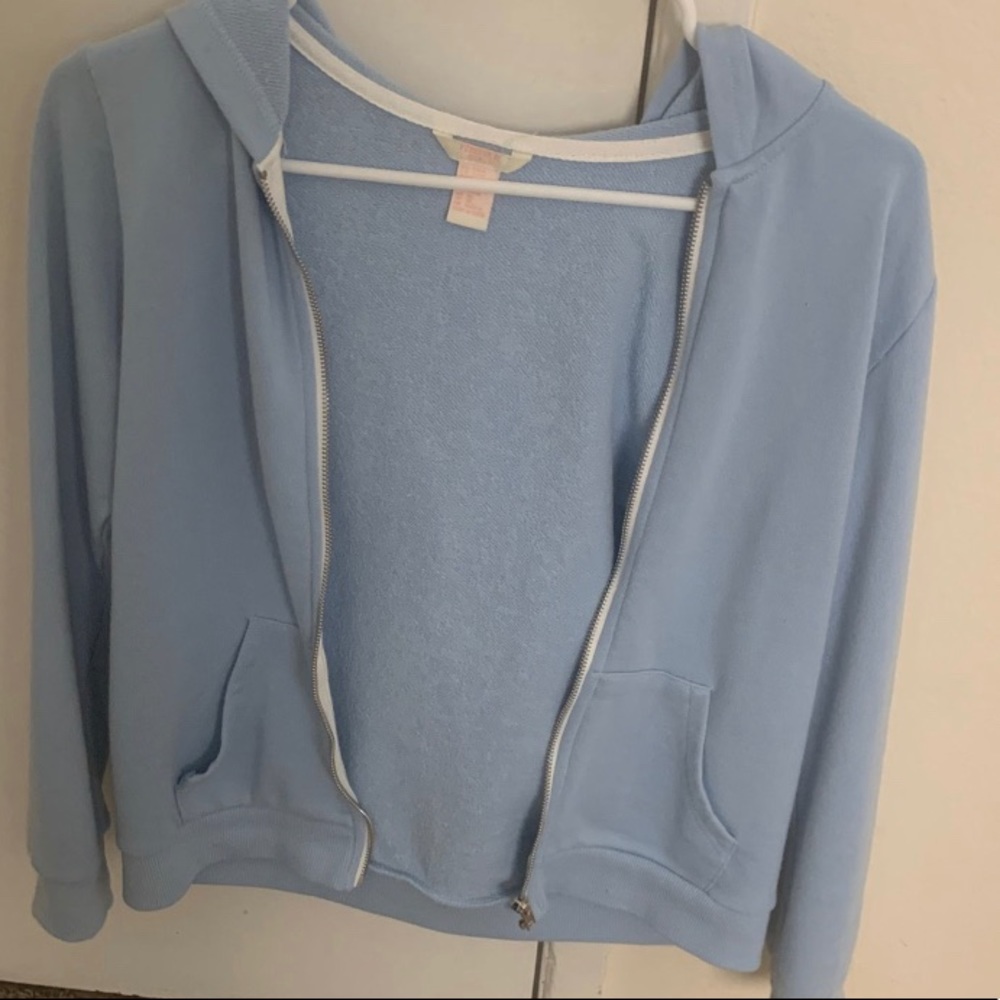 Forever 21 Sky Blue Girls/Kids Zip Up Sweater